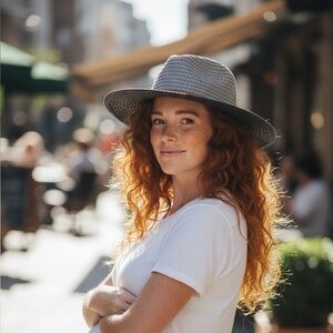 Two Tone Sun Hat Suede Band